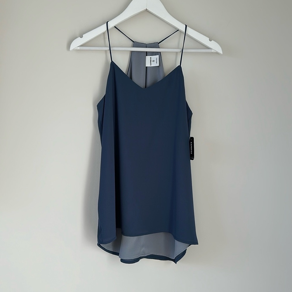 Express Barcelona Tank Top BUNDLE Office Workwear Business Layering Blue White - Picture 3 of 16